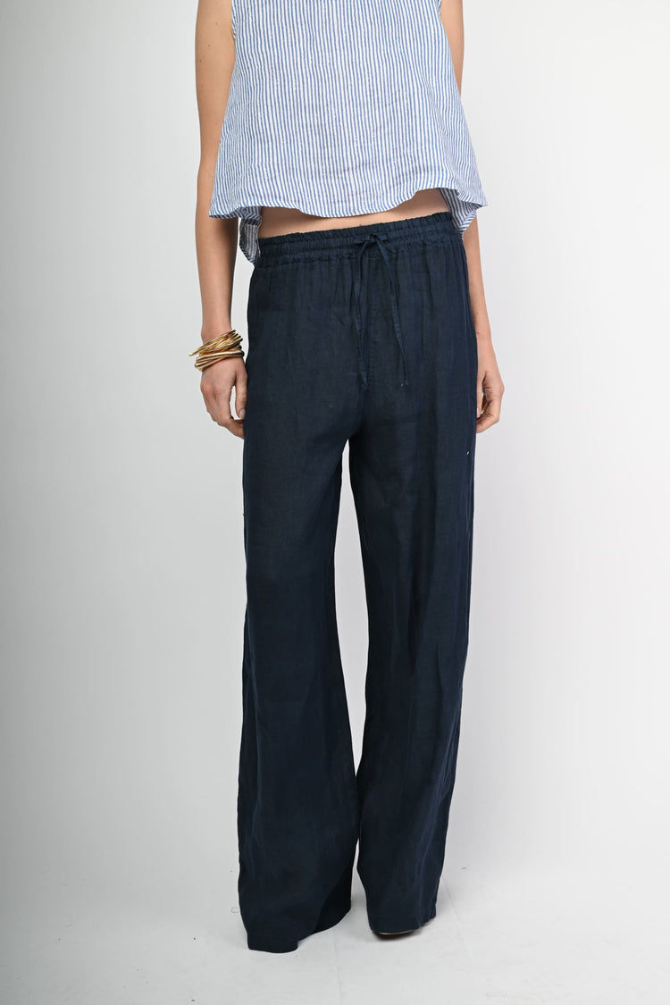 Linen wide-leg trousers