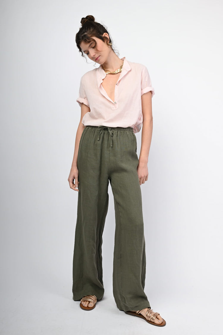 Linen wide-leg trousers