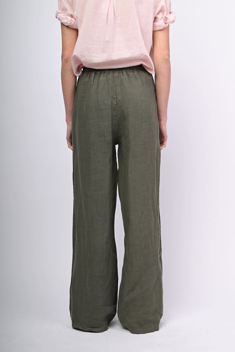 Linen wide-leg trousers