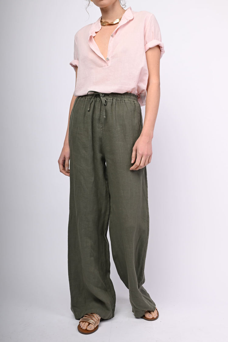 Linen wide-leg trousers