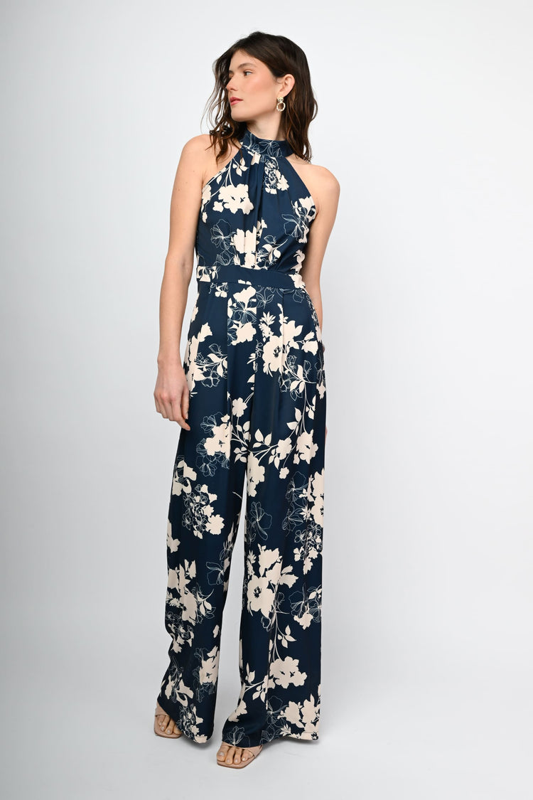 Floral print halter jumpsuit