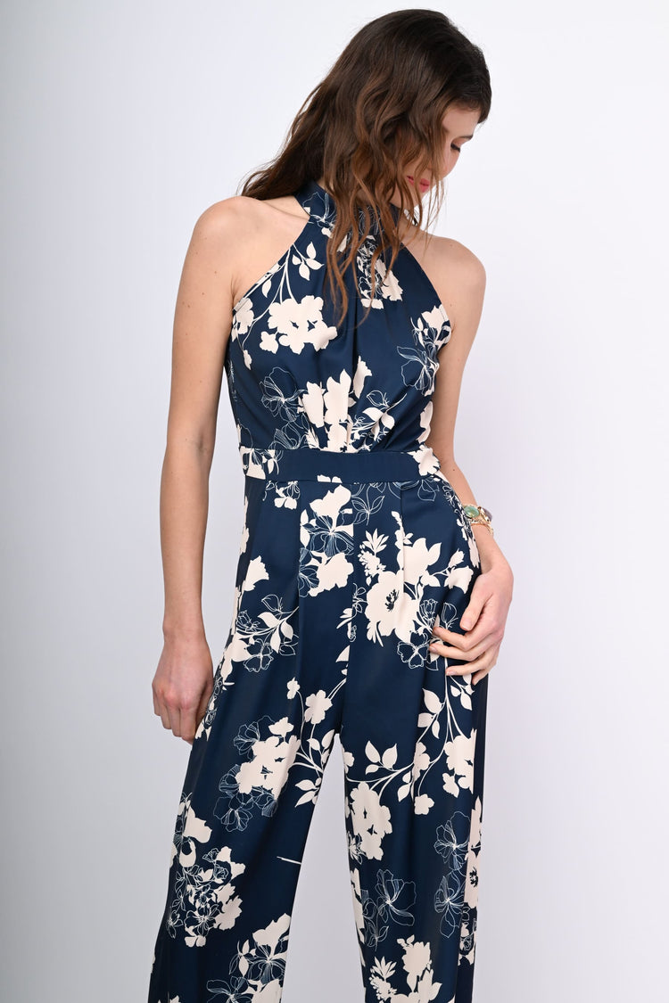 Floral print halter jumpsuit