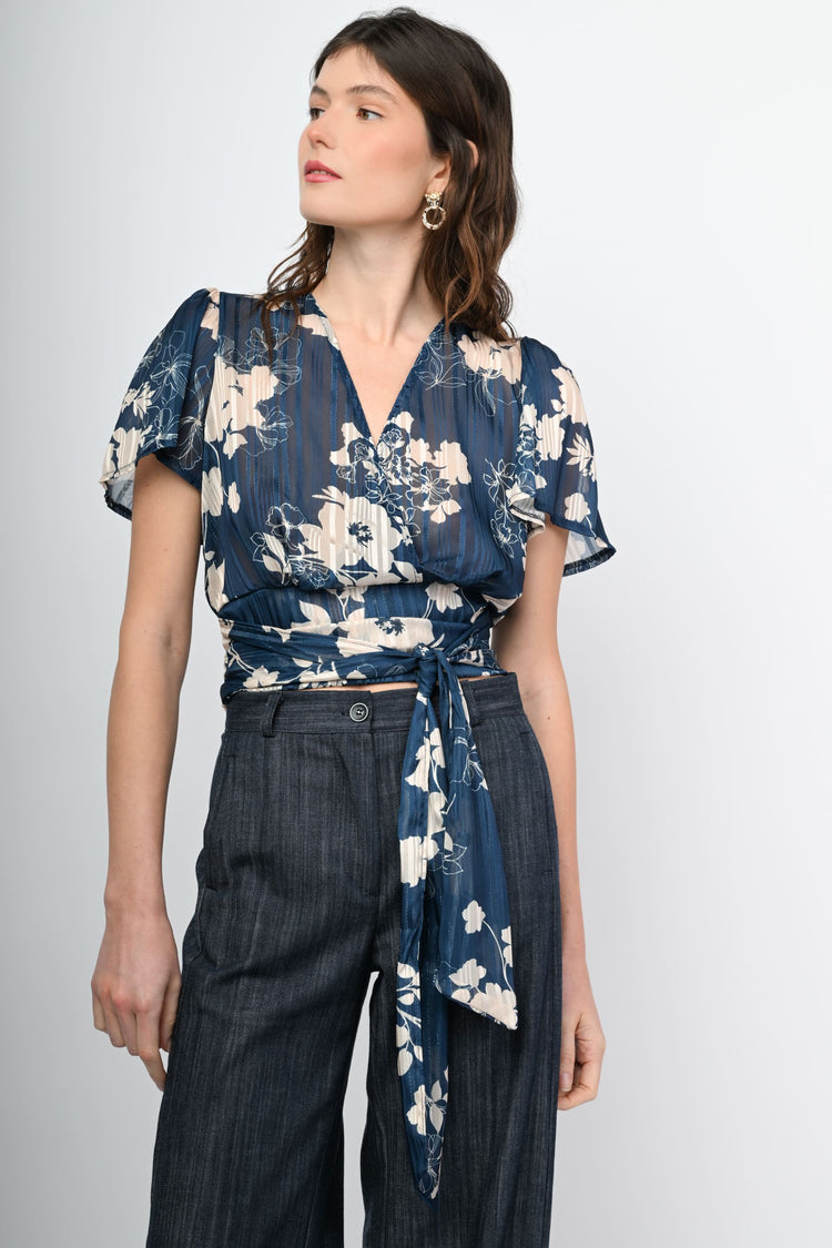 Lurex floral print top