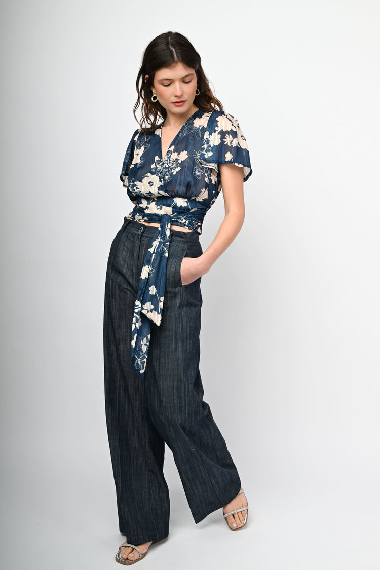Lurex floral print top