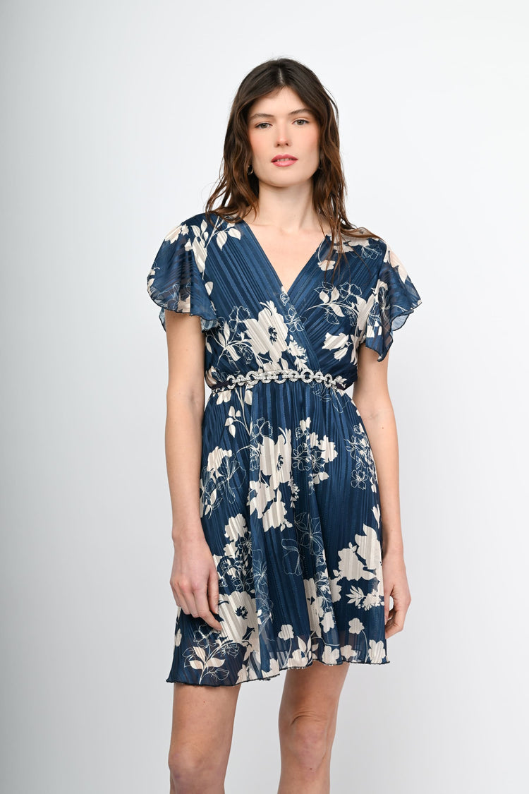 Lurex floral print mini dress