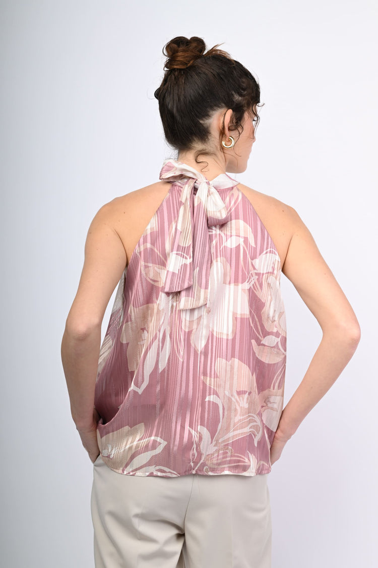 Lurex floral halter top
