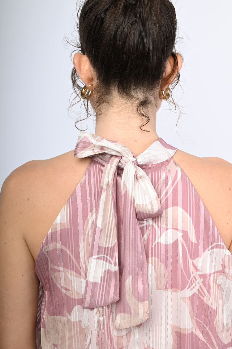 Lurex floral halter top