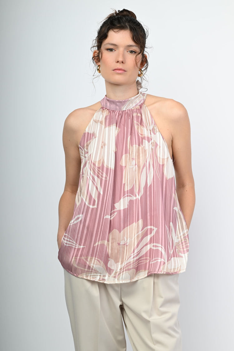 Lurex floral halter top