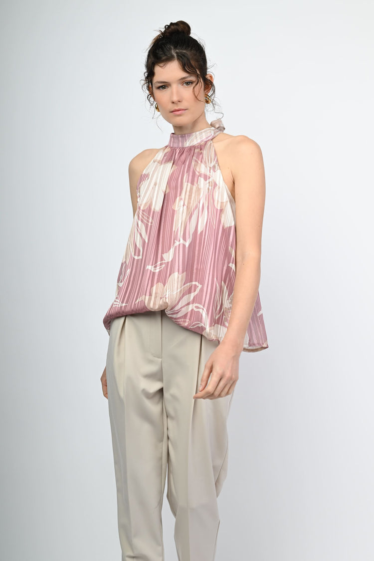 Lurex floral halter top