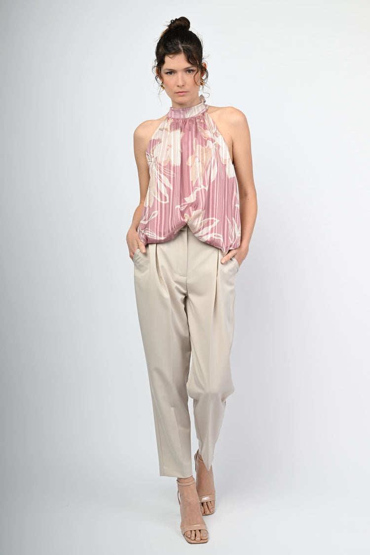 Lurex floral halter top
