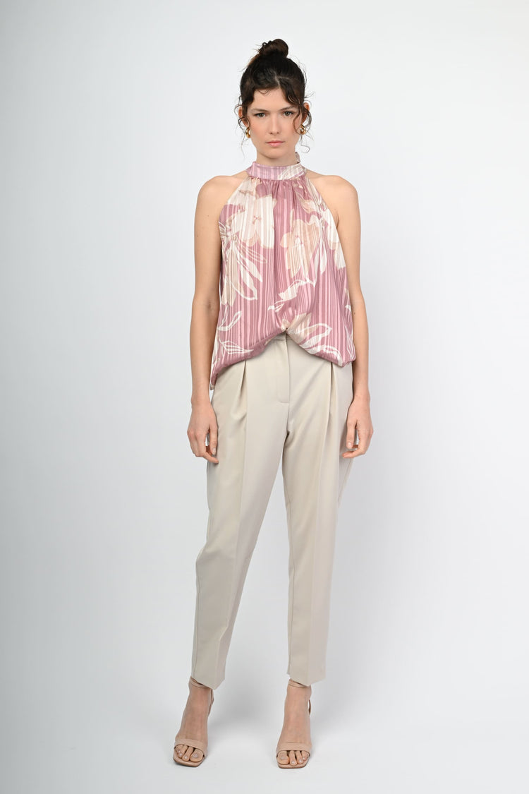Lurex floral halter top