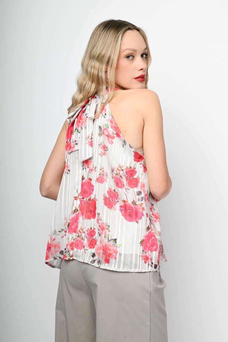 Top fiori rossi con laccio