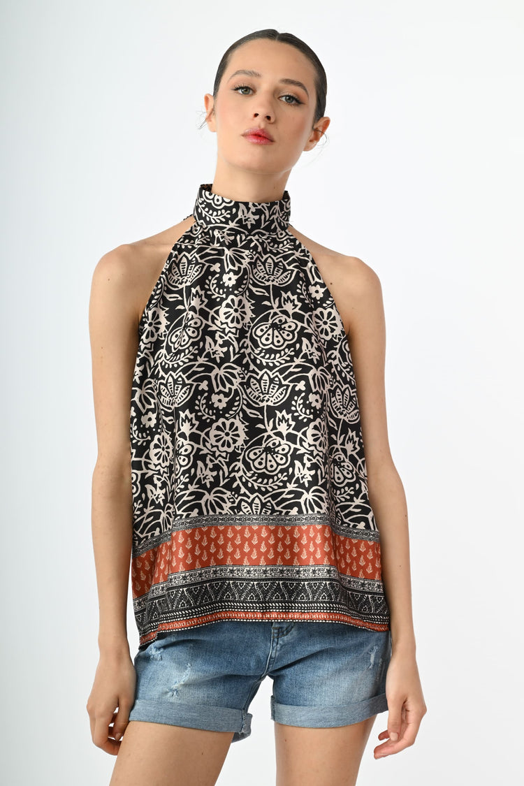 Ethnic print halter top