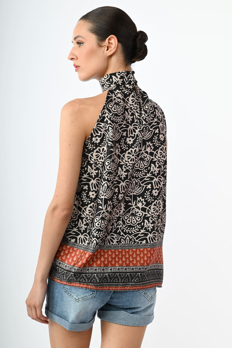 Ethnic print halter top
