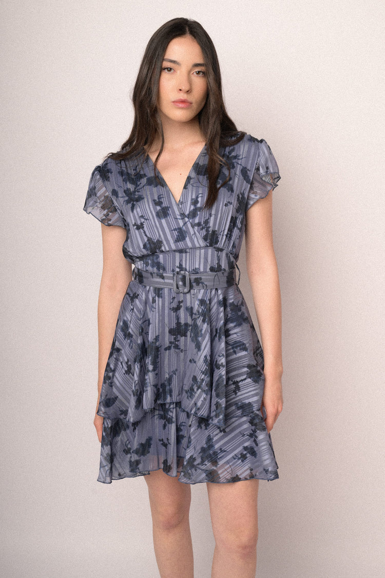 Floral print tiered mini dress
