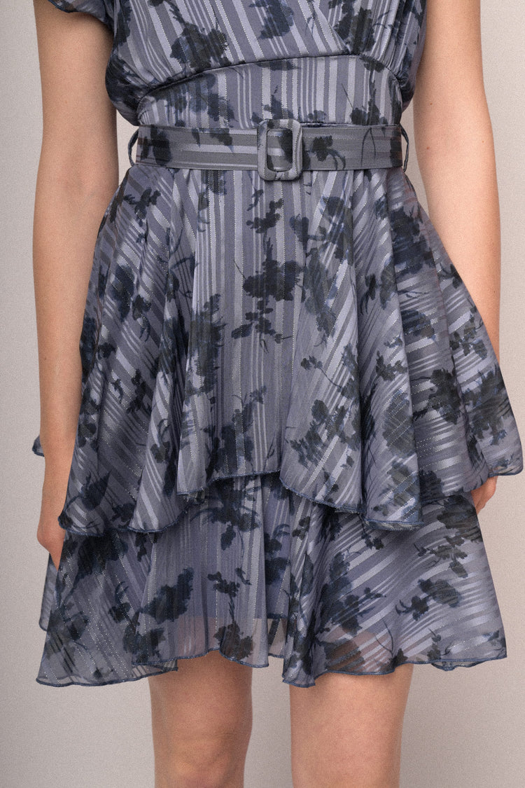 Floral print tiered mini dress