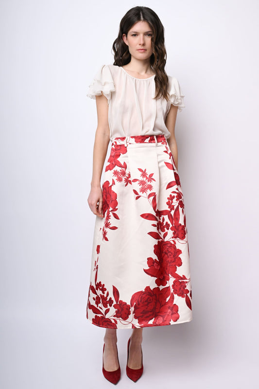 Floral print midi skirt