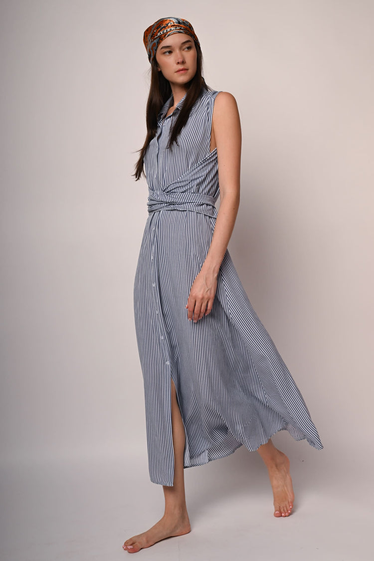 Striped long shirt dress