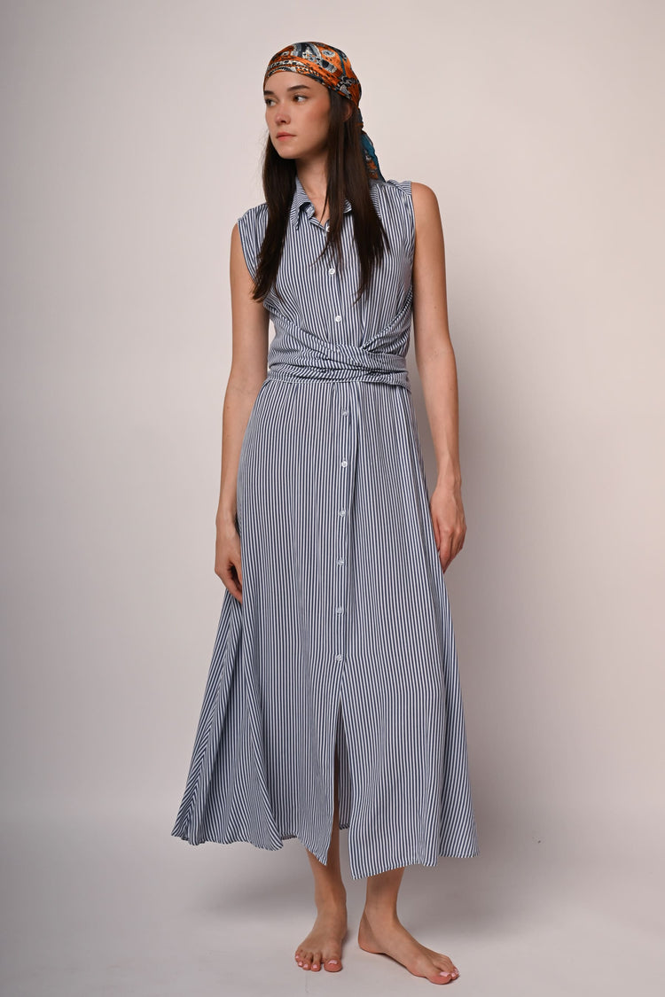 Striped long shirt dress