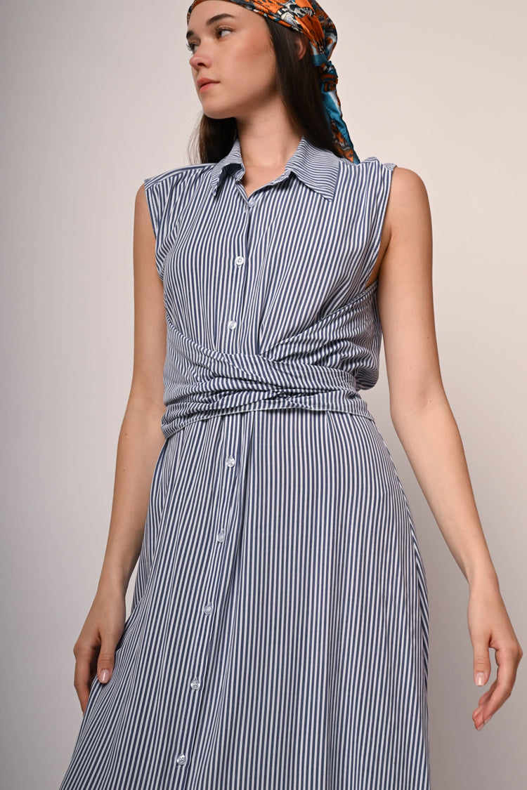 Striped long shirt dress