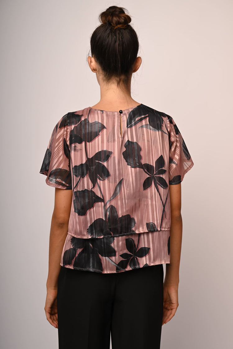 Floral print lurex georgette top