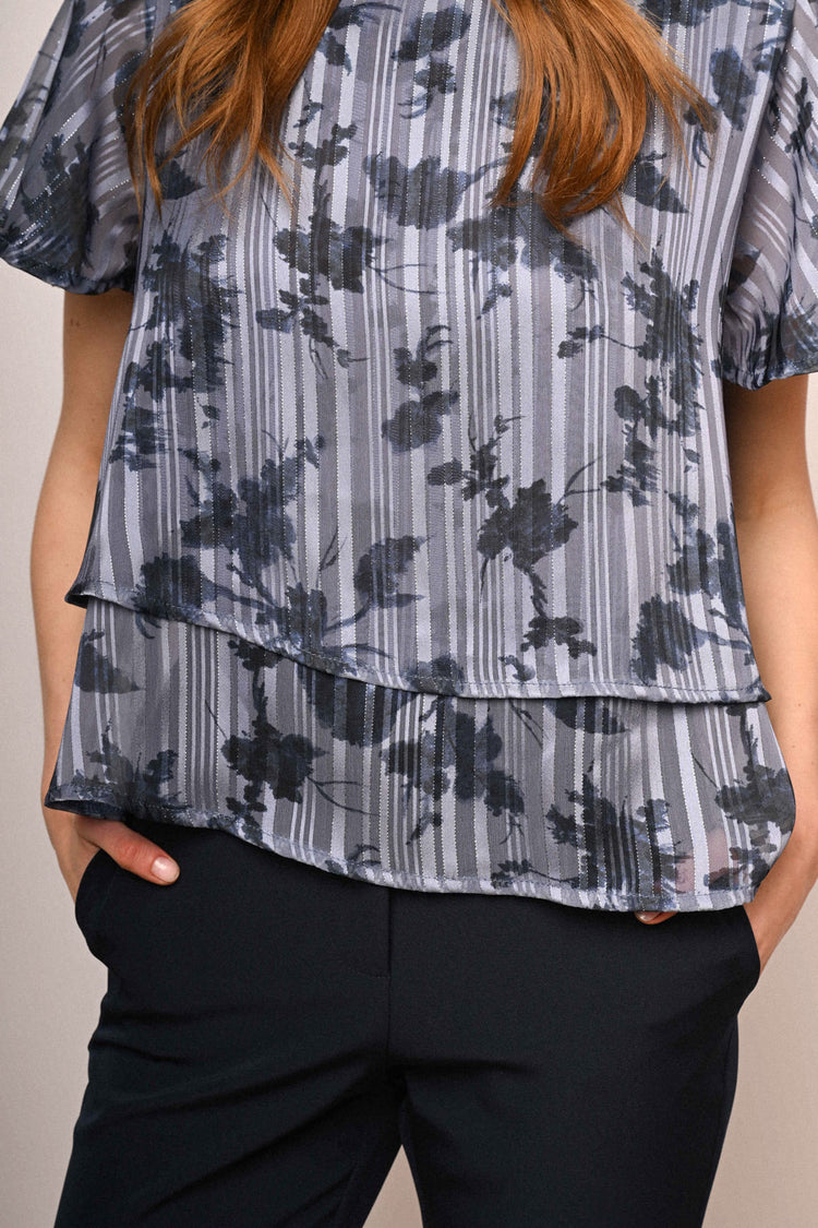 Floral print lurex  georgette blouse