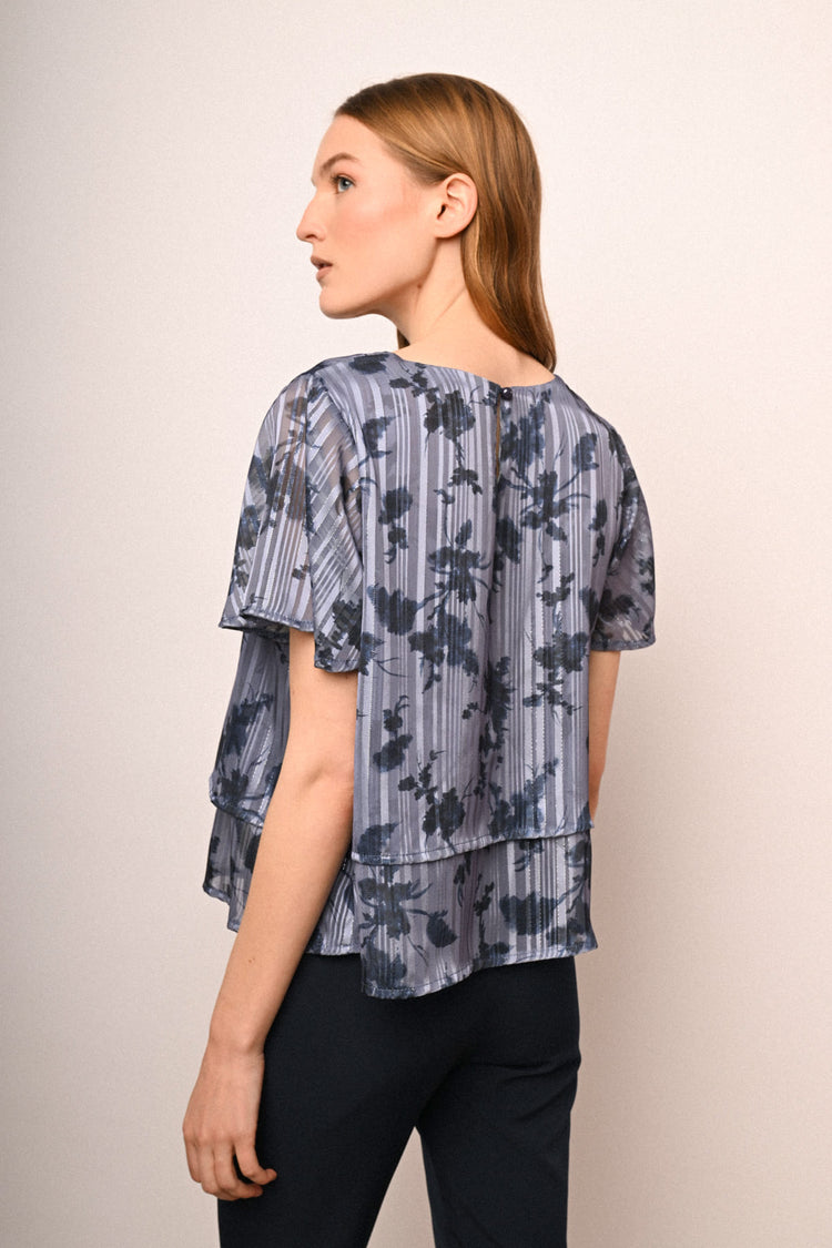 Floral print lurex  georgette blouse