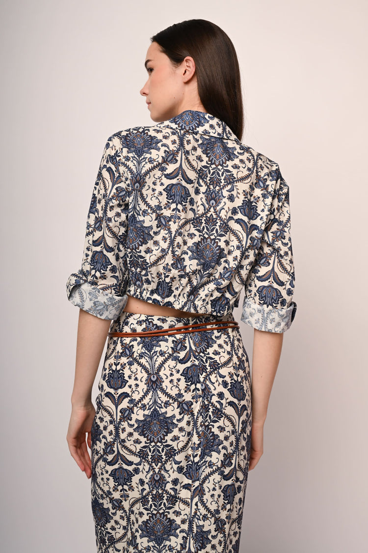 Ethnic print cropped shirt