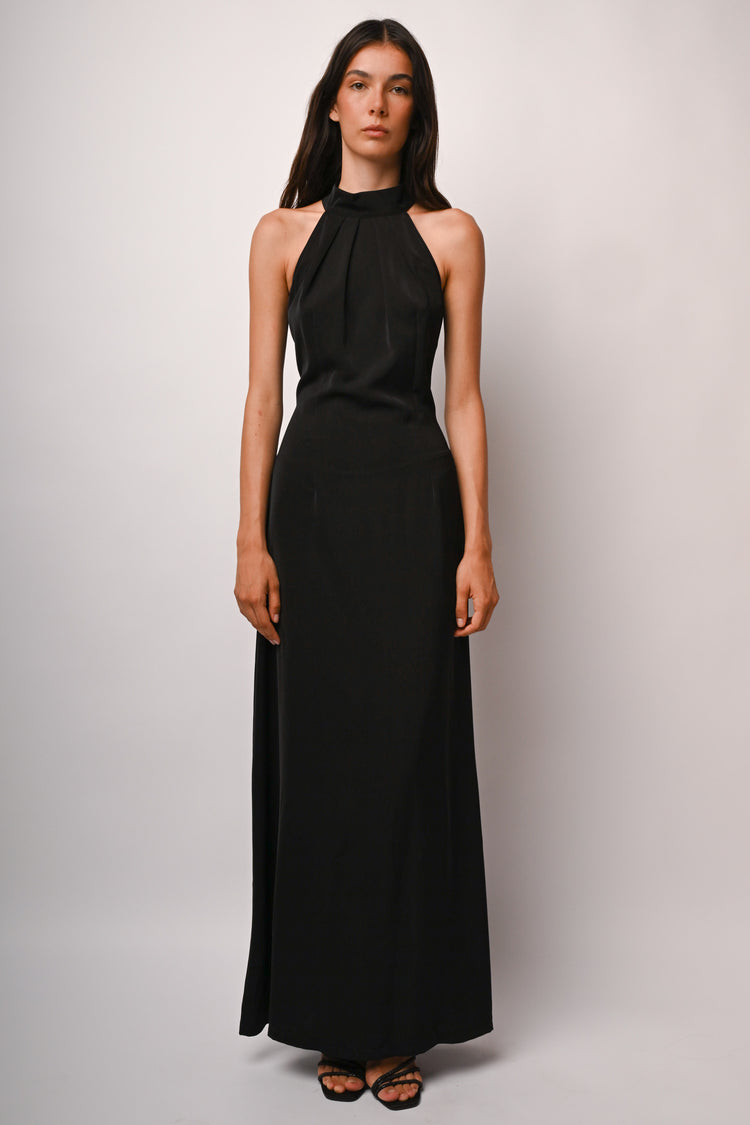 Cut-out halter long dress