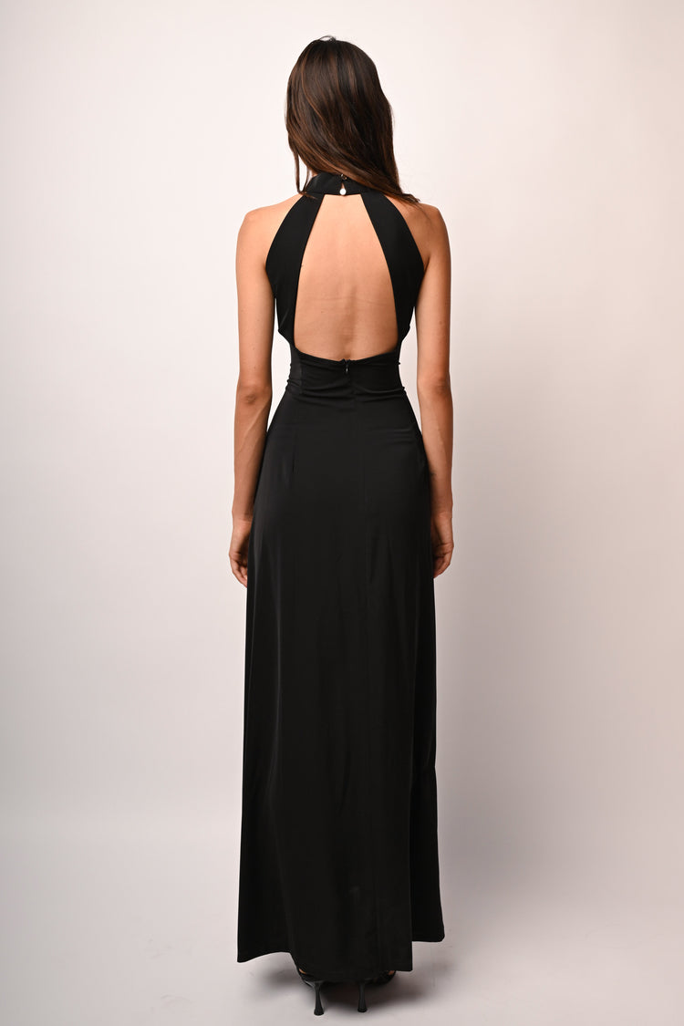 Cut-out halter long dress