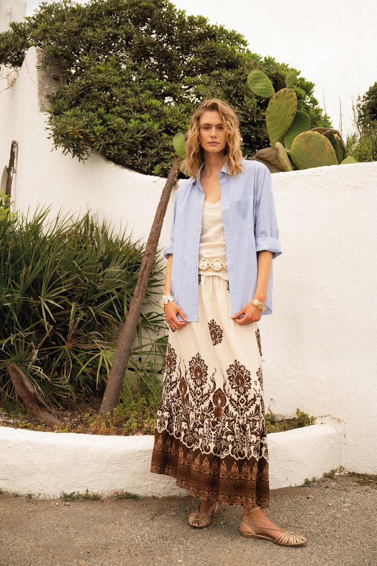 Ethnic print long skirt