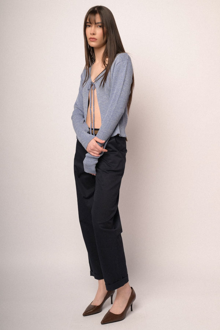 Woven belt blue cotton chinos