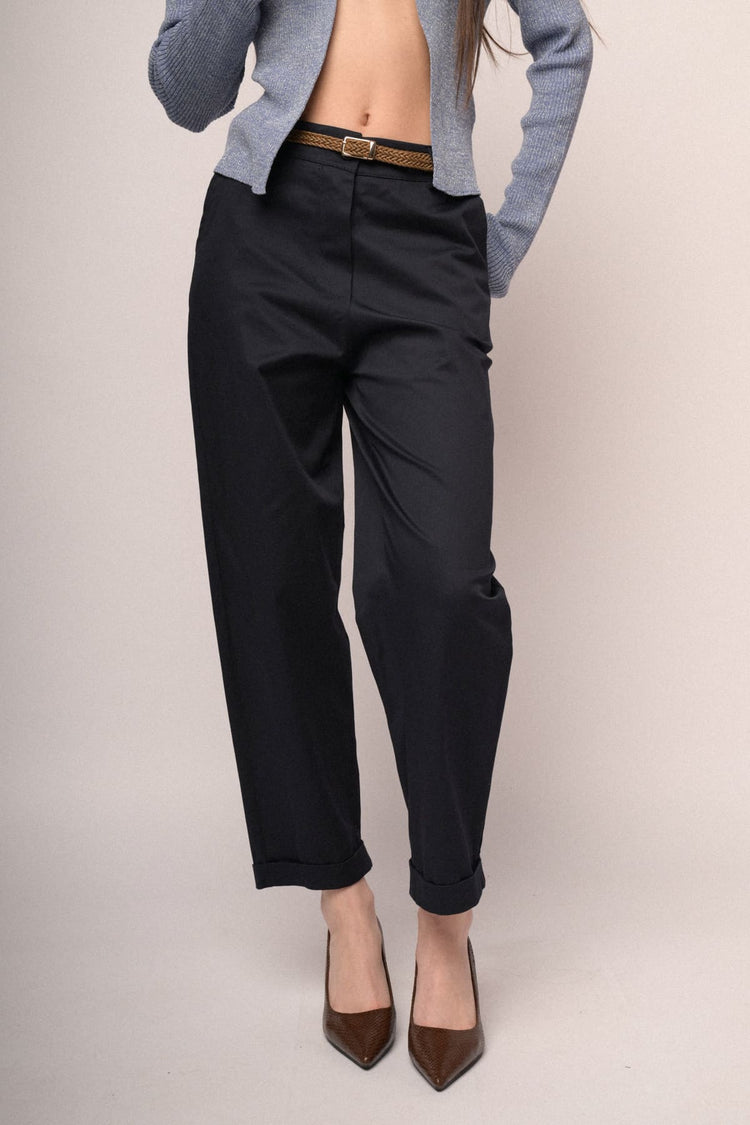 Woven belt blue cotton chinos