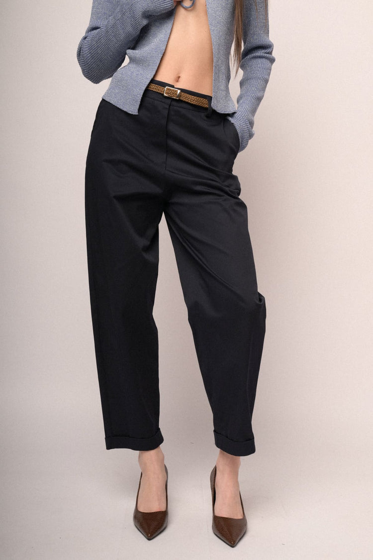 Woven belt blue cotton chinos