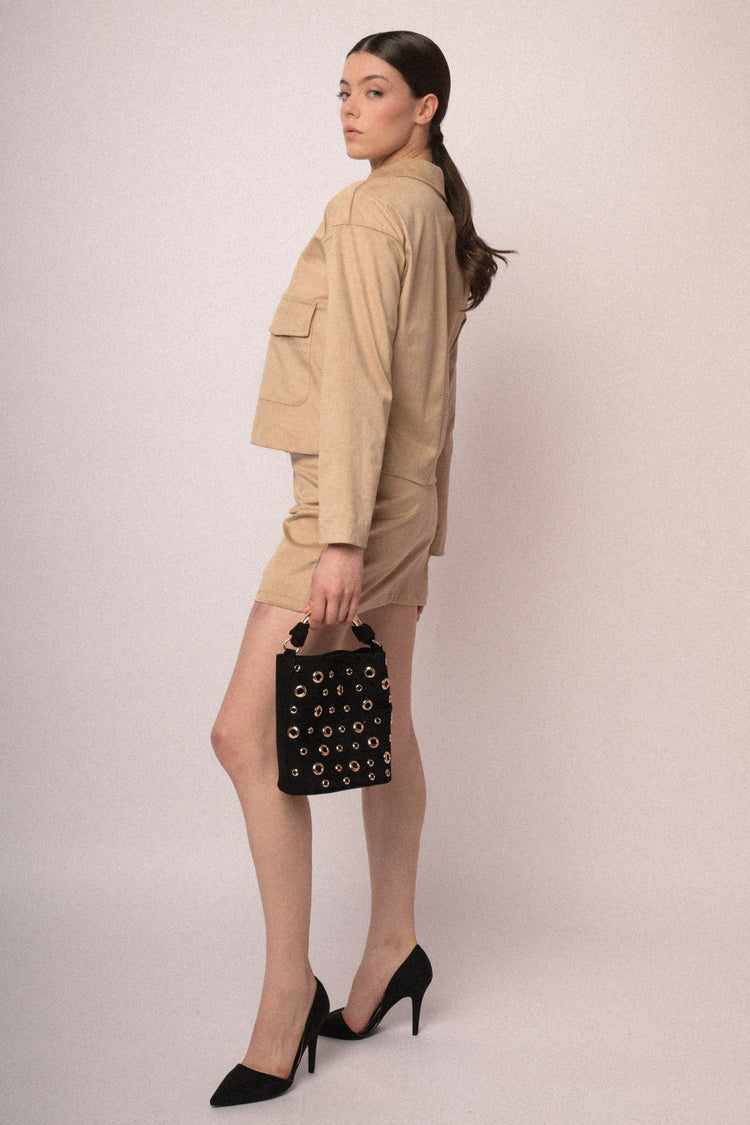 Zip-up faux suede jacket