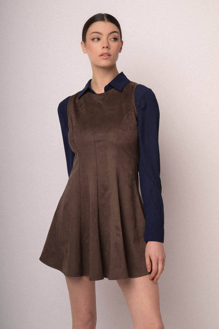 Faux suede mini dress