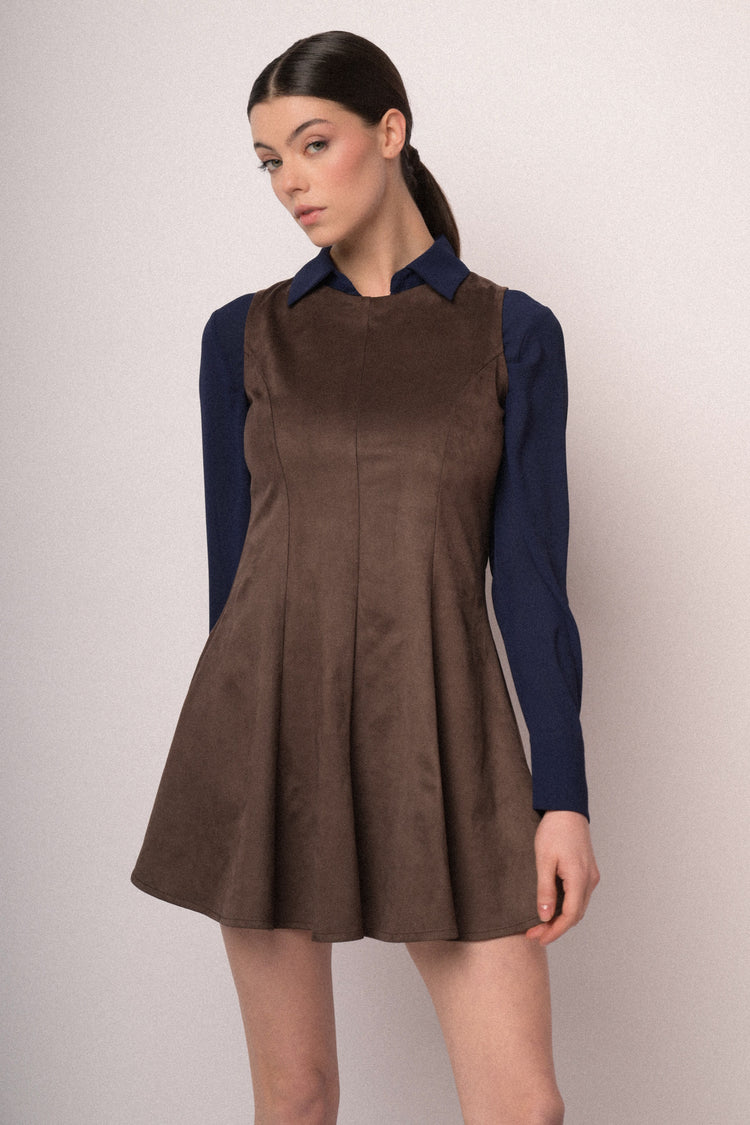 Faux suede mini dress