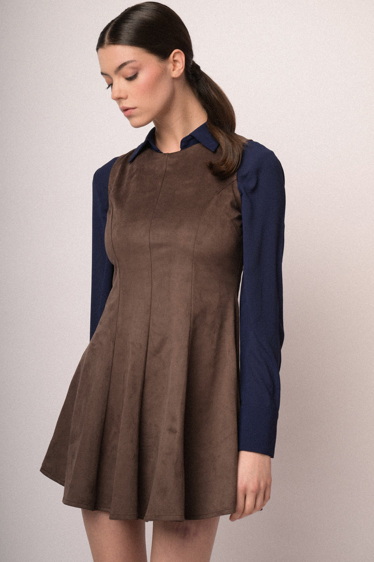 Faux suede mini dress