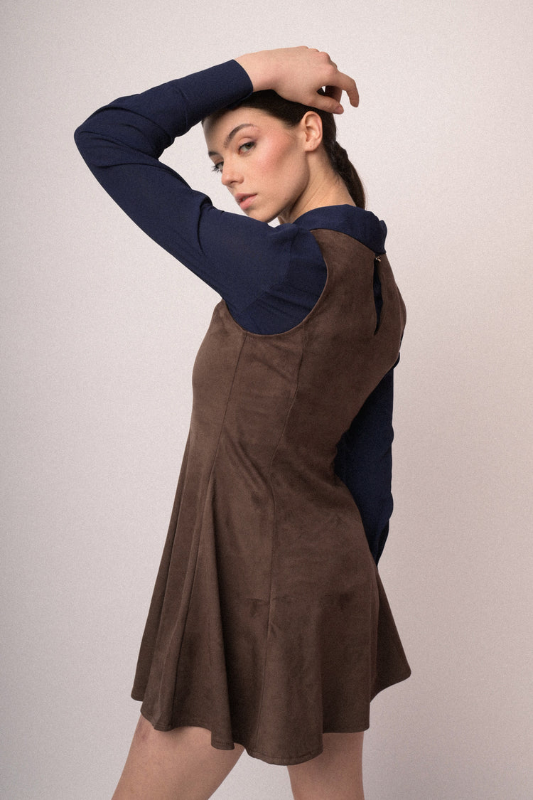 Faux suede mini dress
