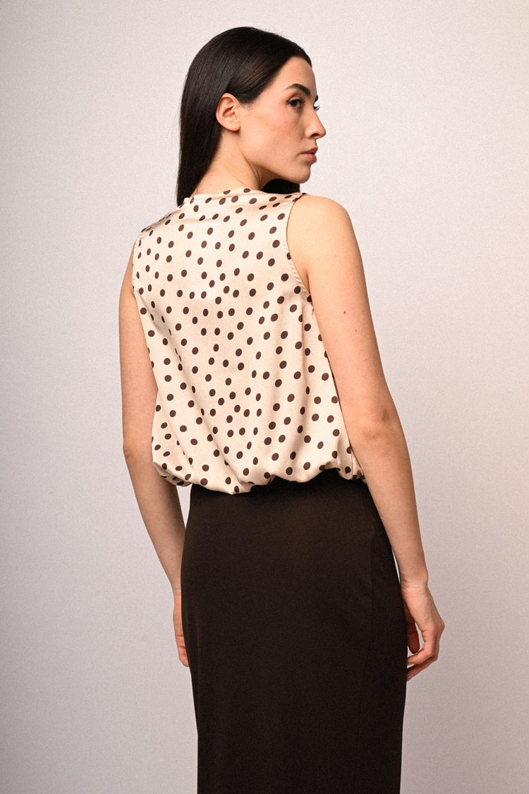 Polka dot print wrap top