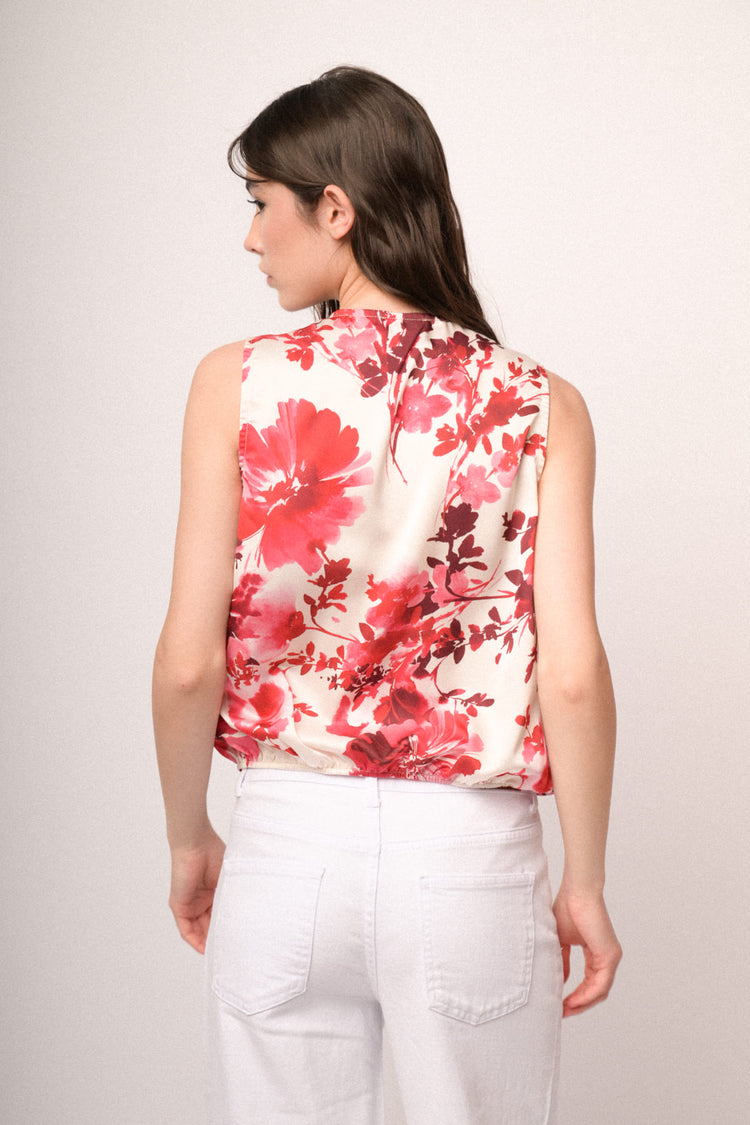 Multicolor floral print wrap top