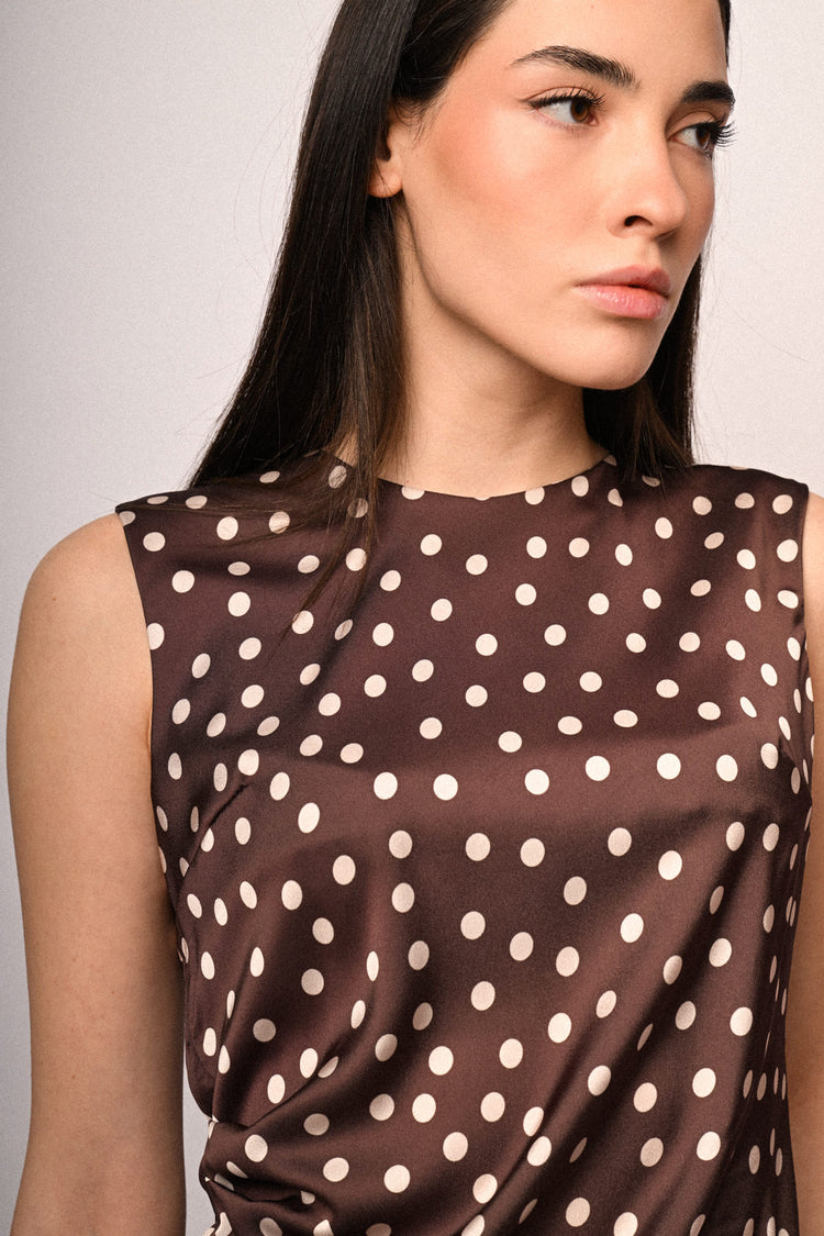 Polka dot print satin top