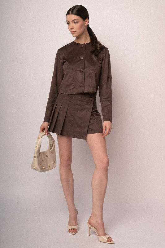 Faux suede skort