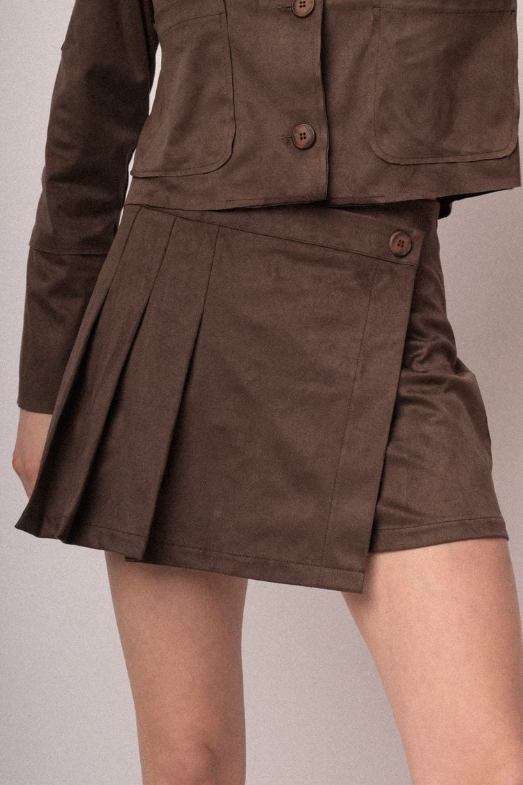 Faux suede skort