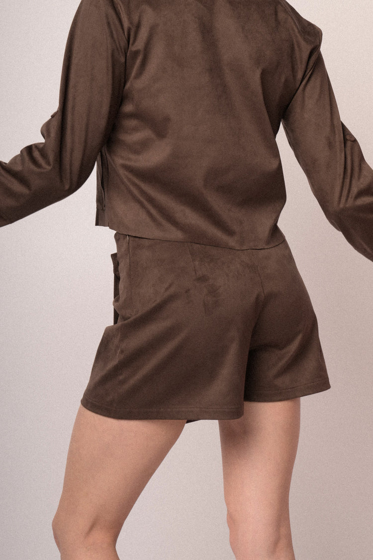 Faux suede skort