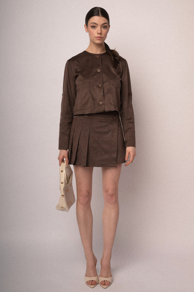 Faux suede skort