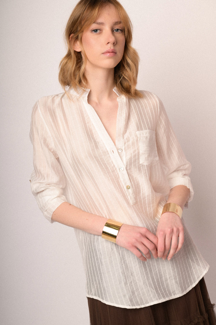 White striped lyocell-blend blouse