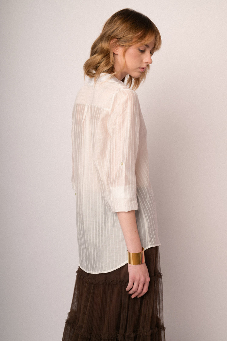 White striped lyocell-blend blouse