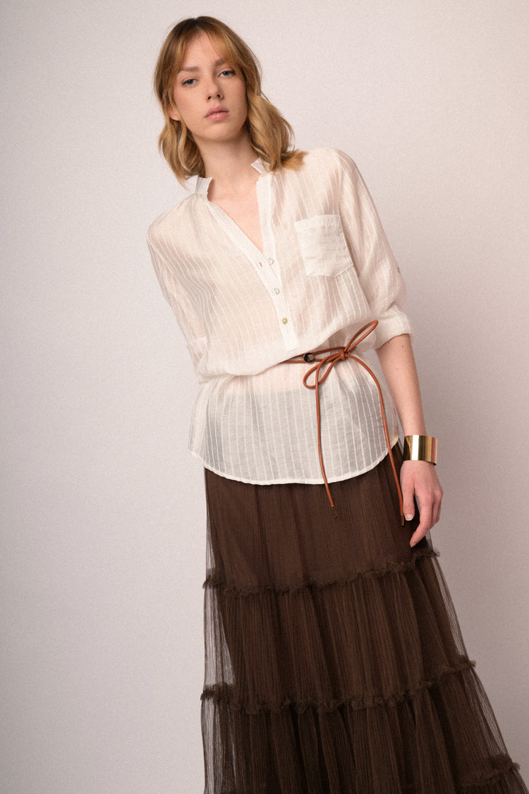 White striped lyocell-blend blouse
