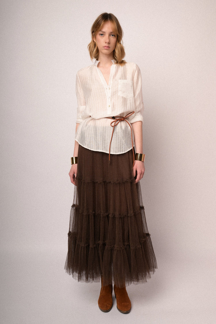 White striped lyocell-blend blouse
